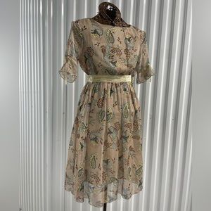 NWT! Floral Short Sleeves A Line Dress Feiinvan Lei Meng Five Cats Size XL